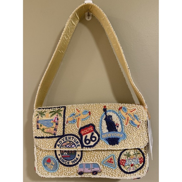 From India To You Handbags - Hand Made in India Beaded Travel Adventure NEW YORK ROUTE 66 Shoulder Bag